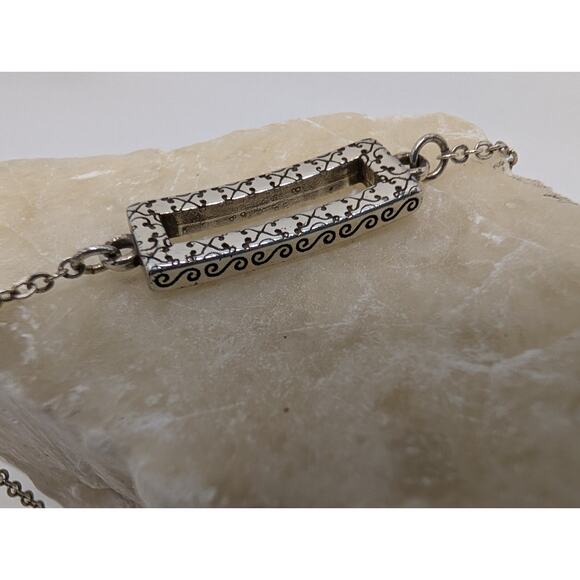 Brighton Rectangle Crystal Accent Adjustable Silver Tone Bracelet - Picture 6 of 15